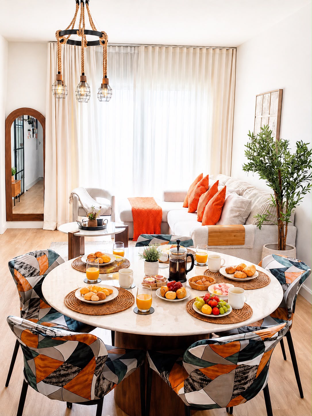 Bright dining and living room at Noya Viva Family Villa
